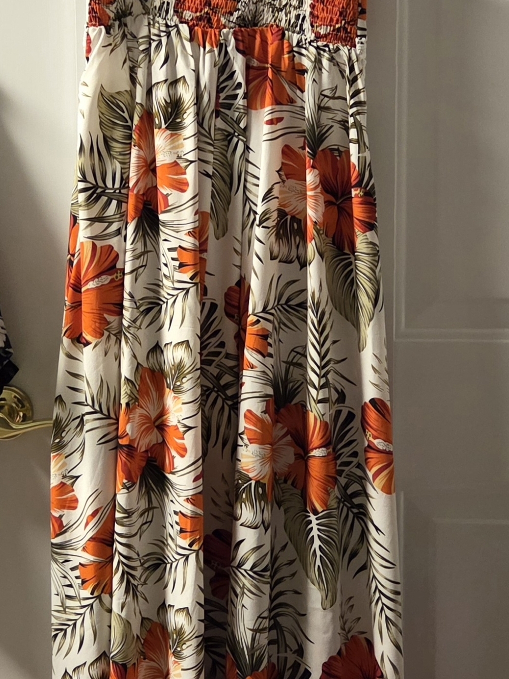 Floral Orange & Cream Maxi Skirt